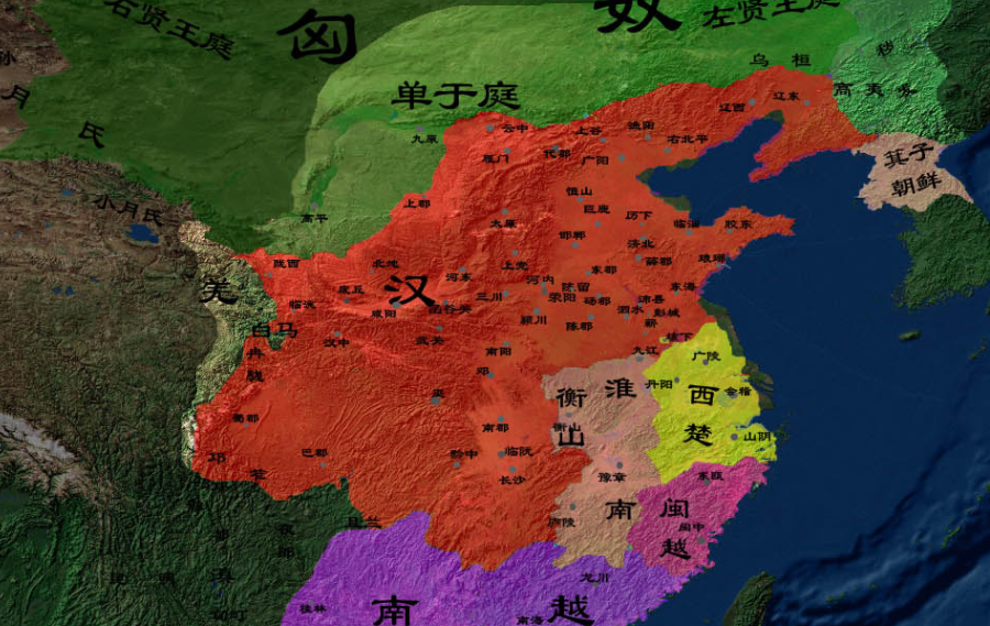西汉前期疆域有多大？西汉前期地图高清